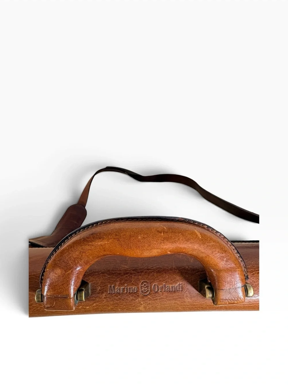 VTG Marino Orlandi Brown Leather Briefcase Messenger Crossbody